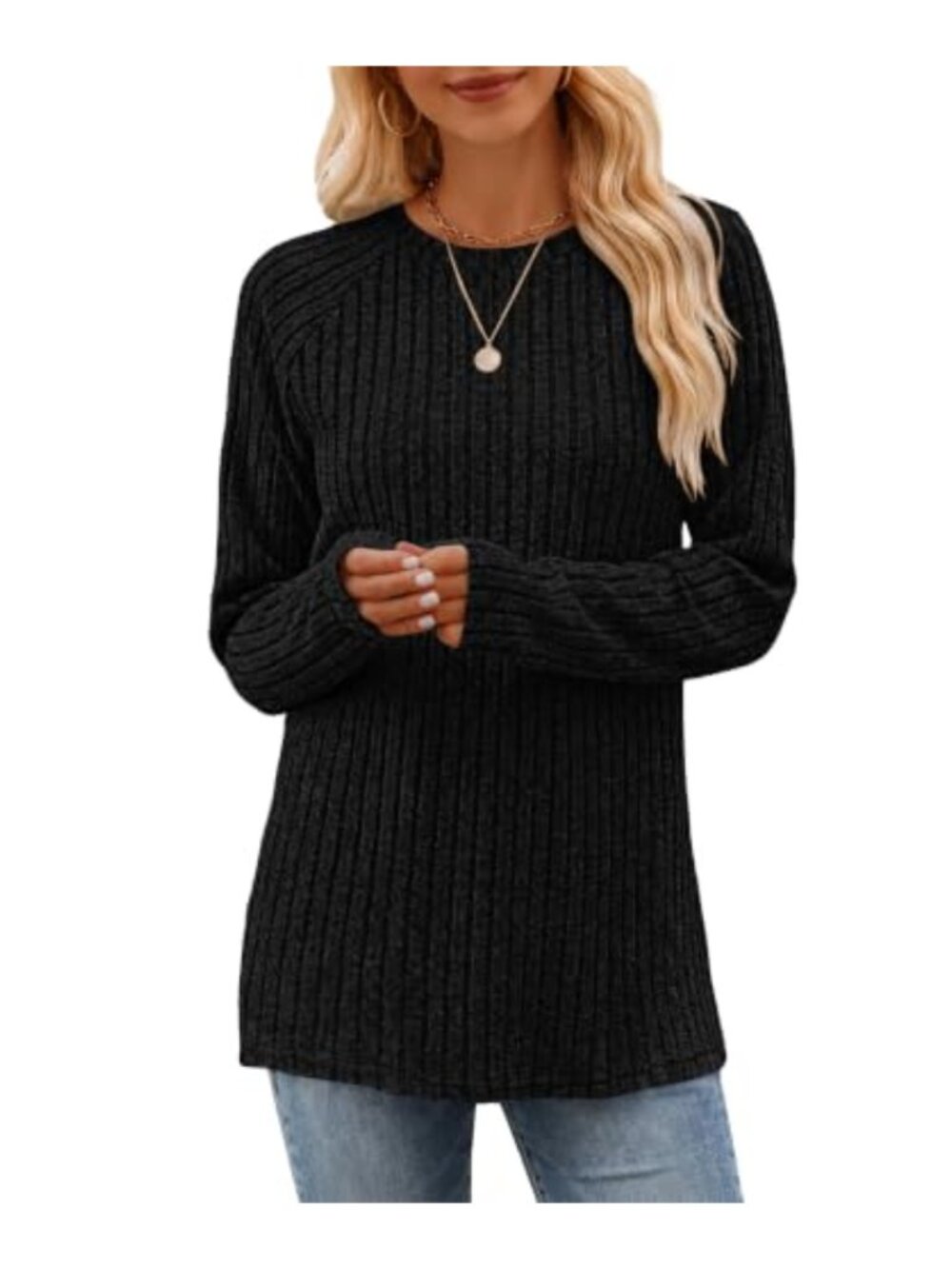 WNEEDU Women's Long Sleeve Loose Pullover Sweater Casual Tunic Top